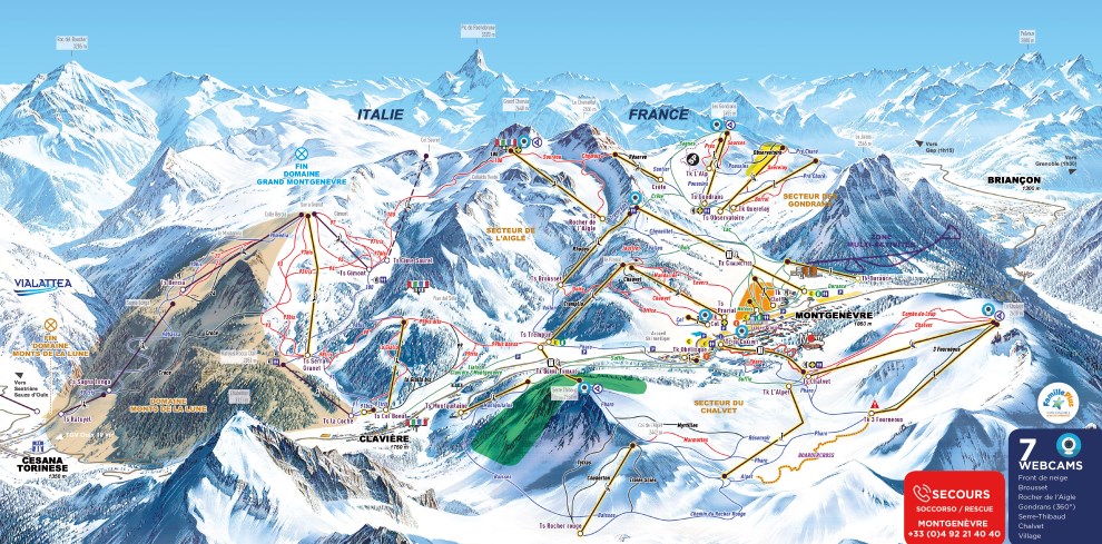 Plan des pistes du domaine skiable de Montgenèvre