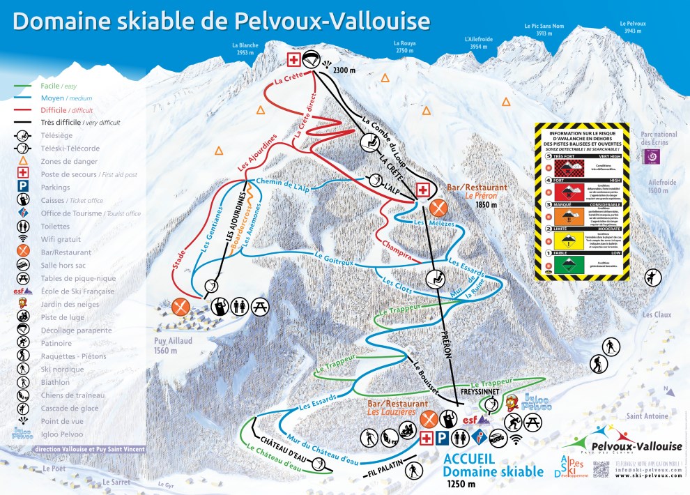 Plan des pistes du domaine skiable de Montgenèvre