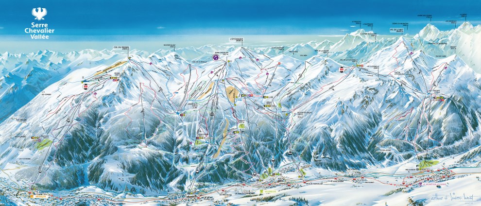 Plan des pistes du domaine skiable de Montgenèvre