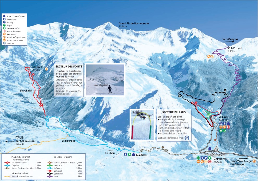 Plan des pistes du domaine skiable nordique de Cervières
