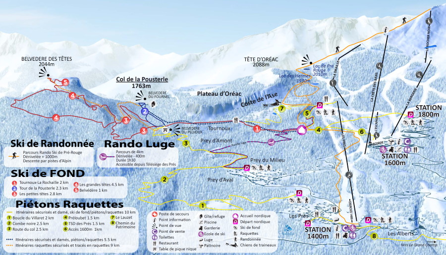 Plan des pistes du domaine skiable nordique de Puy Saint Vincent