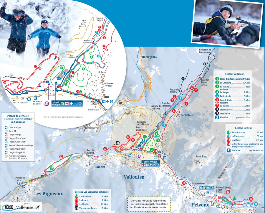 Plan des pistes du domaine skiable nordique de Vallouise