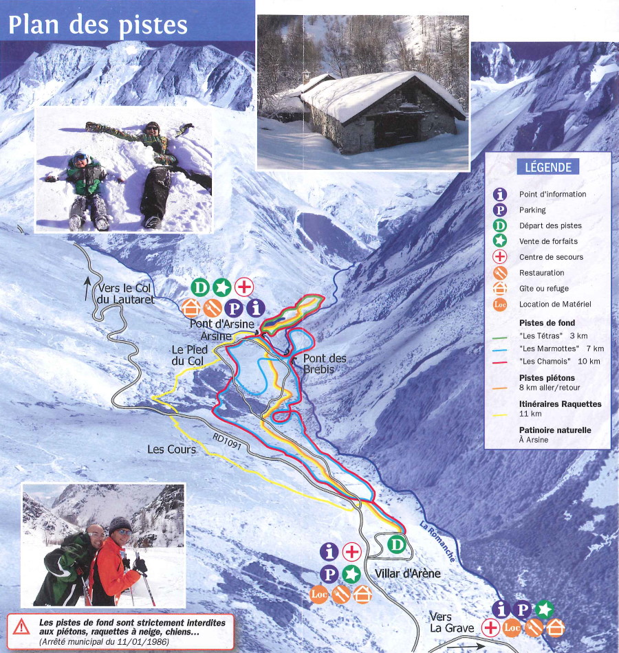 Plan des pistes du domaine skiable nordique de Villar d'Arène Pays de la Meije